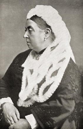 Queen Victoria (1819-1901) at the age of sixty-six, c.1885 (b/w photo) 