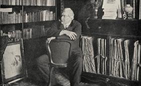 Edmond de Goncourt (1822-96) in his study (b/w photo) 