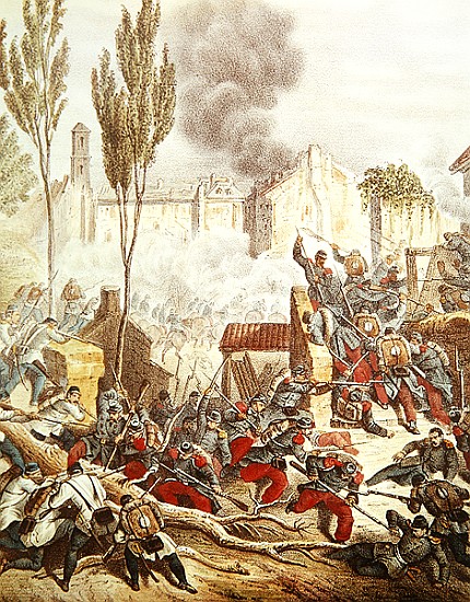 The Piedmontese and The French at the battle of Magenta in 1859 von Italian School