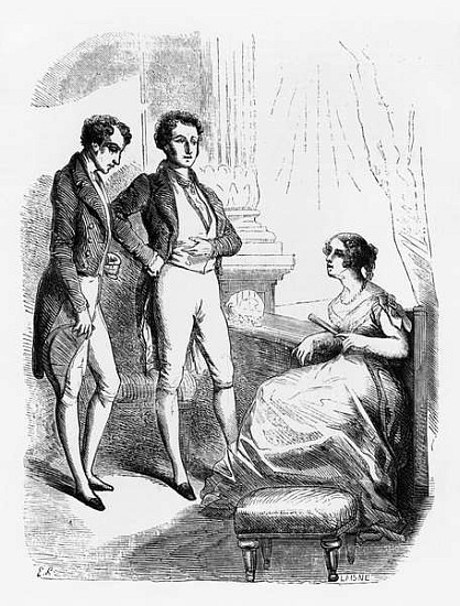 Rastignac introduced to Madame de Nucingen, illustration from ''Le Pere Goriot'' Honore de Balzac (1 von Laisne