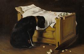 Dog Mourning Its Little Master 1866