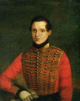 Portrait of the Poet Michail Lermontov, 1830s (oil on canvas) von A. Chelyshev