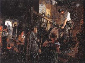 Atelier de rémoueur dans a forge de Hofgastein 1881