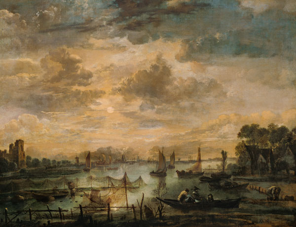 Fischfang bei Mondschein von Aert van der Neer