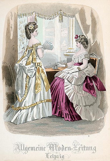 Two Ladies, fashion plate from the ''Allgemeine Moden-Zeitung'', Leipzig von (after) French School