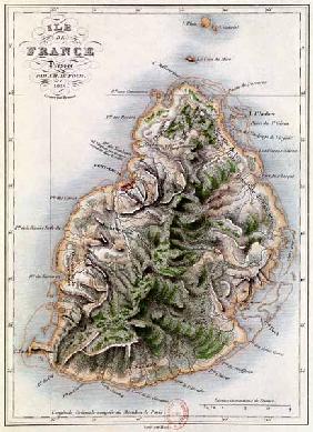 Map of Mauritius, illustration from ''Paul et Virginie'' Henri Bernardin de Saint-Pierre (1737-1814)