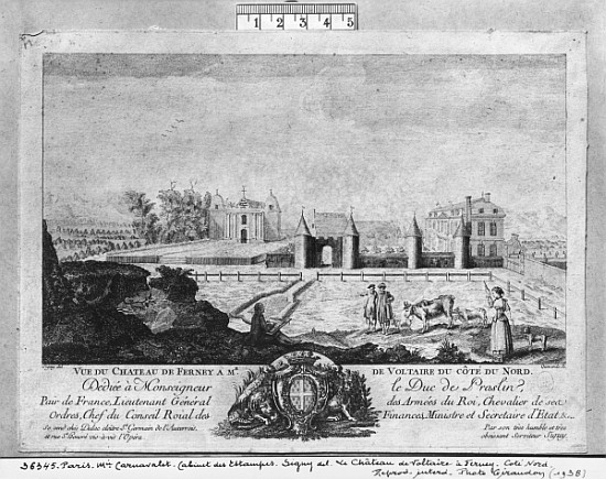 Voltaire''s house in Ferney, north side; engraved by Francois, Maria, Isidore Queverdo (1748-97) von (after) Louis Signy