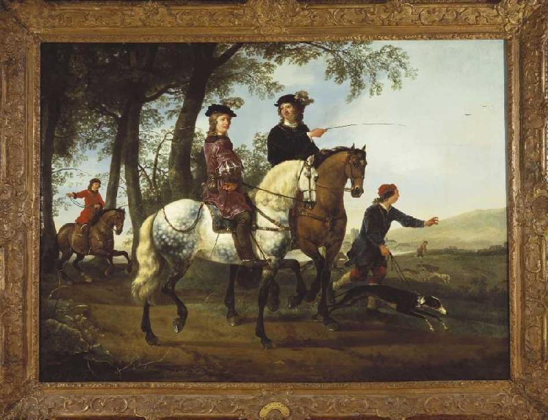 Zur Jagd ausreitendes Paar von Albert Cuyp