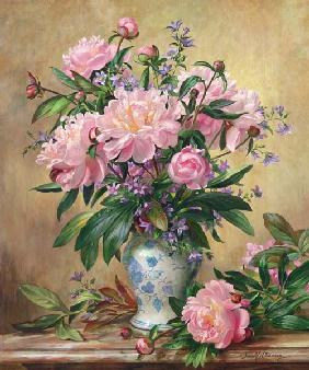 Vase of Peonies and Canterbury Bells 