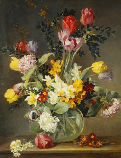 Tulips in a Glass Vase