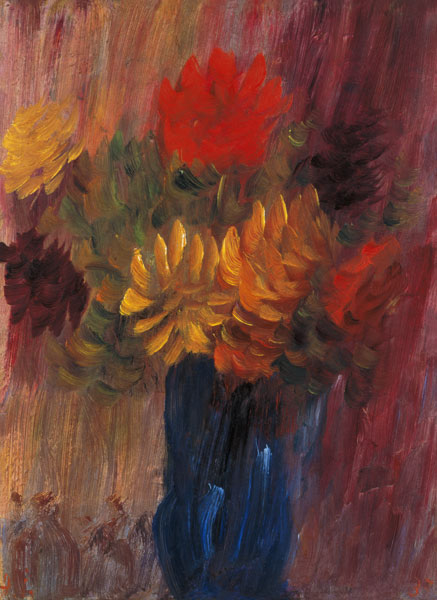 Großes Stillleben (rote und gelbe Dahlien) von Alexej von Jawlensky