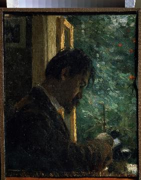 Porträt des Graveurs Wassili Mathé (1856-1917) bei der Arbeit 1892