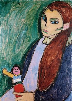 Mädchen mit Puppe 1910