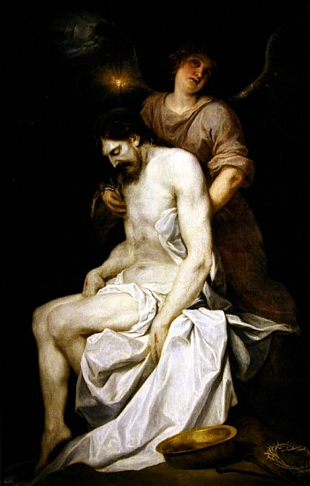 The dead Christ supported by an angel von Alonso Cano