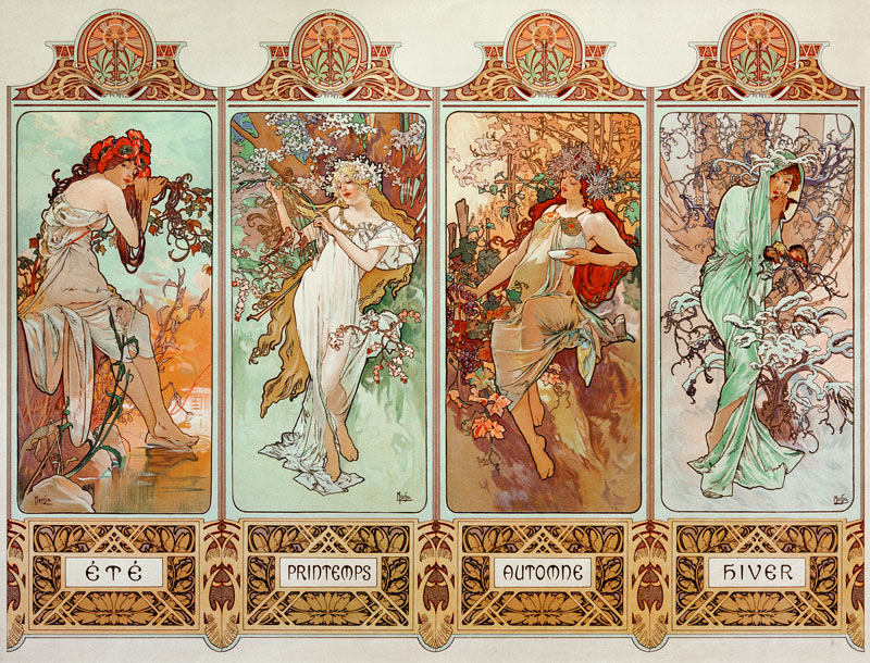 Die vier Jahreszeiten von Alphonse Mucha