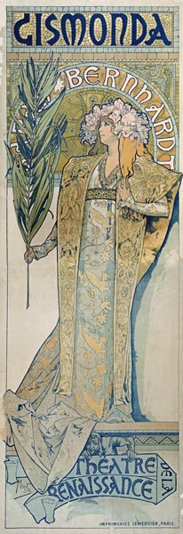 Bernhardt, Sarah  franz.Schauspielerin Paris 22.10.1844 - ebd. 26.3.1923.  in dem gleichnamigen Stue von Alphonse Mucha