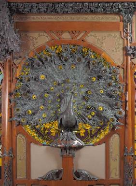 A peacock,  from the central panel of a mural from the Fouquet jewellers in Paris 1901