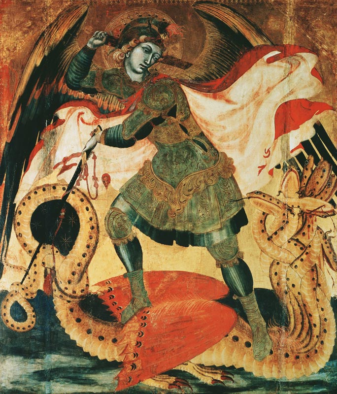 Michael und Drache von Ambrogio Lorenzetti