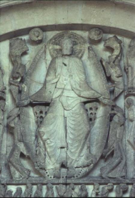 Christ in Glorydetail from the Last Judgement scene on the tympanum von Anonym Romanisch