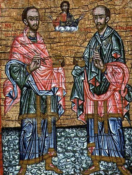 St. Cosmas and St. Damian, patron saints of doctors,Cretan icon von Anonymous