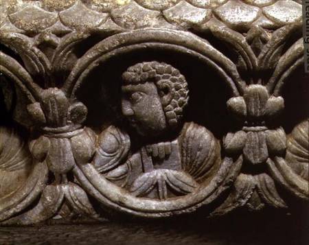 Profile bust of a male figure from a decorative frieze on the altar table von Anonymous