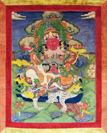 1952/4 Thangka of lokapala Virupakshathe `Protector of the West' 19th-20th