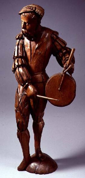 Large figure of a musician with a drum, possibly a Swiss mercenary,North European c.1600