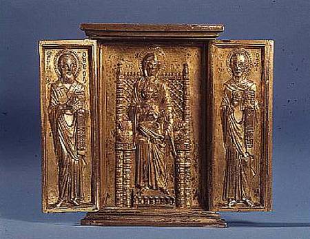 The Virgin and Child Enthroned, between St. Gregory Nazianzus and St. John Chrysostom,Byzantine icon von Anonymous