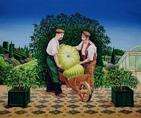 Gardeners, 1990 (acrylic on board) 