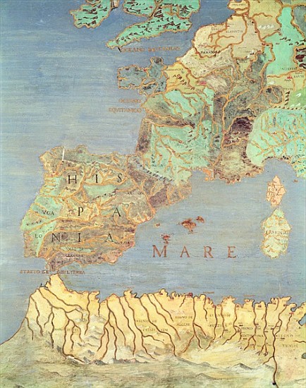 Map of France, Spain and North-West Africa, from the ''Sala Del Mappamondo'' (Hall of the World Maps von Antonio Giovanni de Varese