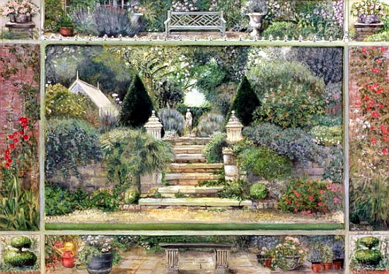 Dulwich Village Garden, 1995 (tempera on board)  von Ariel  Luke