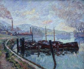 Les peniches. Rouen, la Seine, le matin 1904