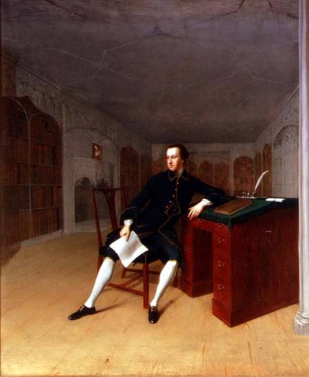 Sir Roger Newdigate in the Library at Arbury von Arthur Devis