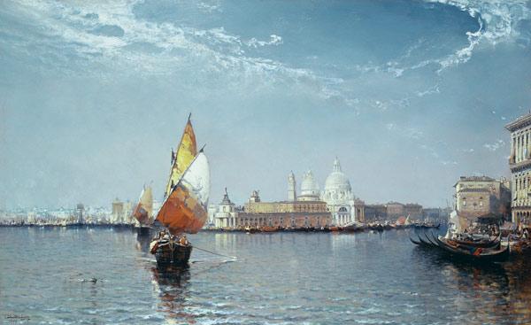 Venetian Canal Scene with the Salute in the distance