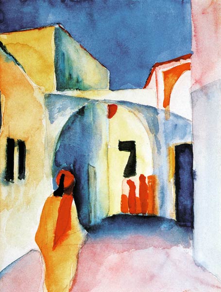 Expressionistischer Kunstdruck von August Macke - Blick in eine Gasse