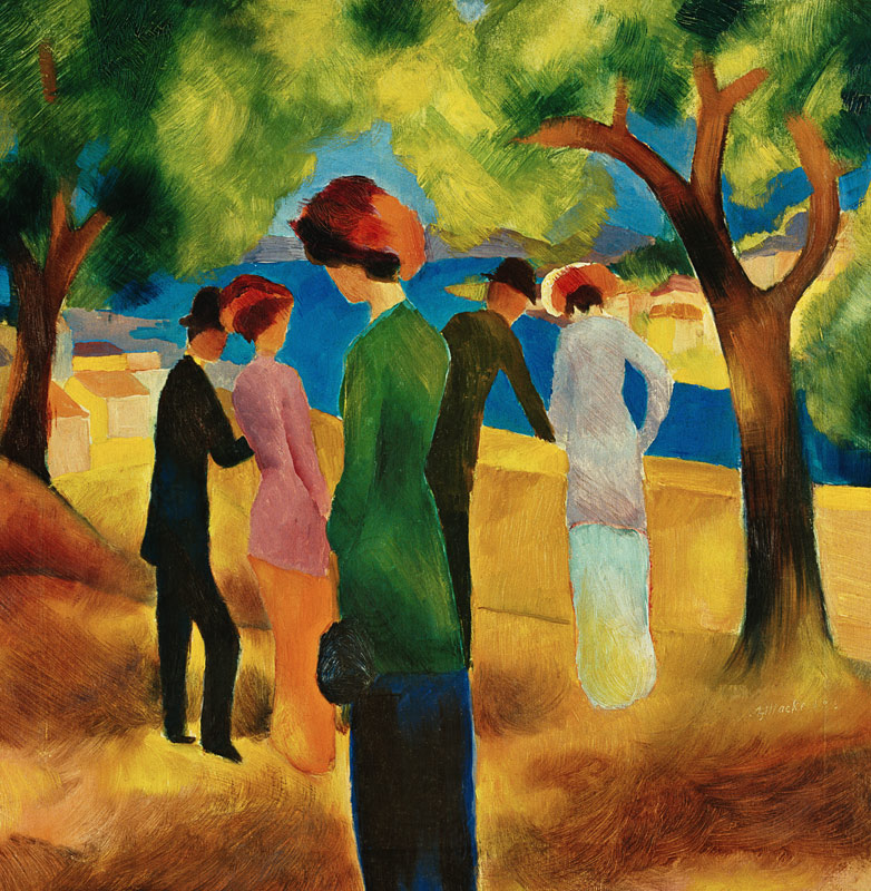 Dame in grüner Jacke von August Macke