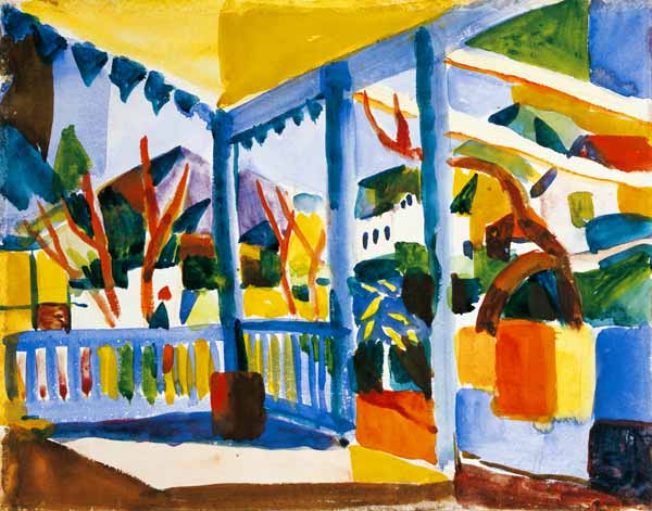 Terrasse des Landhauses in St. Germain von August Macke