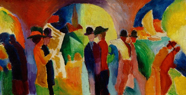 Kolonnade mit Segelboot I von August Macke