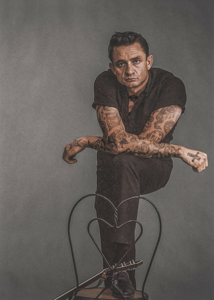 Vintage Tattoo-Gemälde Johnny Cash 1 von Baard Martinussen