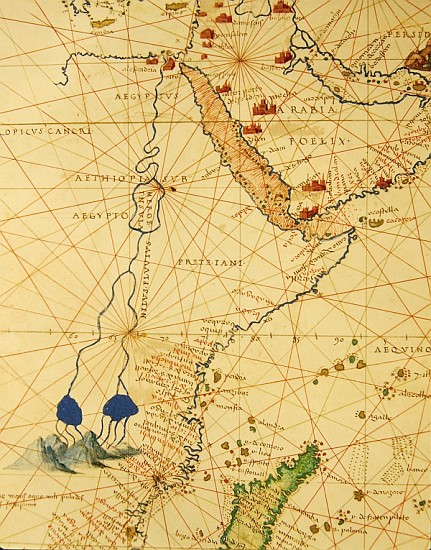 Part of Africa, from an Atlas of the World in 33 Maps, Venice, 1st September 1553(detail from 330955 von Battista Agnese