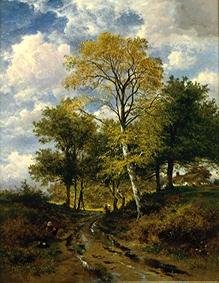 Waldweg in Worchestershire nach einem Regenguß. 1885