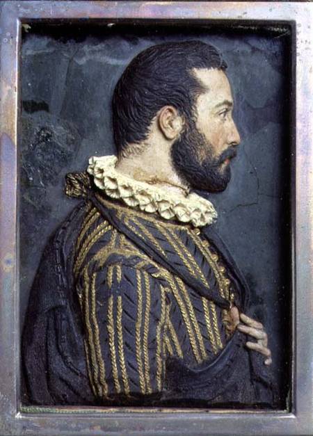 Portrait Relief of Francis I King of France (1494-1547) (wax) von Benvenuto Cellini
