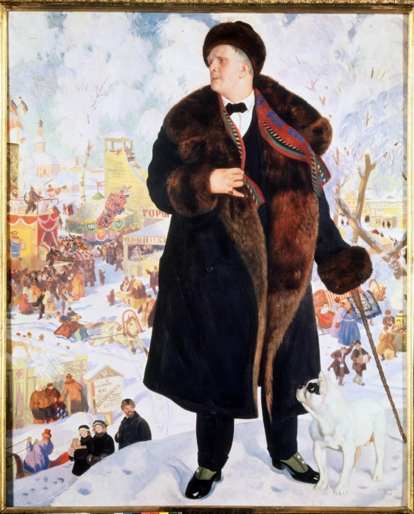 Porträt des Sängers Fjodor I. Schaljapin (1873-1938) von Boris Michailowitsch Kustodiev