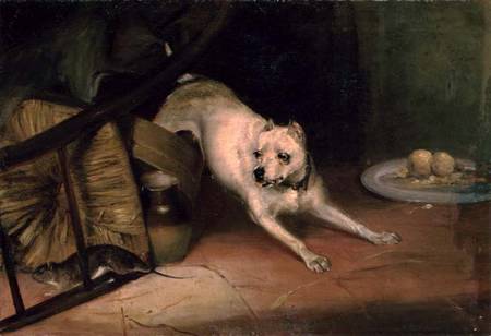 Dog Chasing a Rat von Briton Riviere