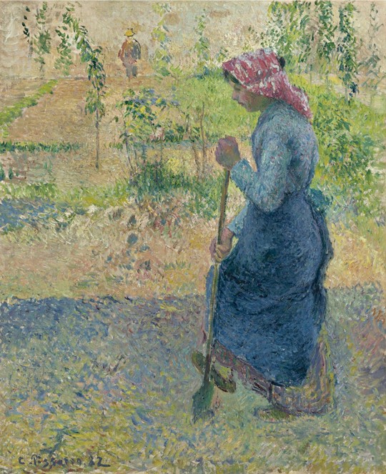 Bauernmädchen beim Umgraben von Camille Pissarro