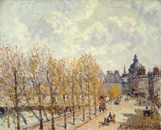 The Malaquais Quay in the Morning, Sunny Weather von Camille Pissarro