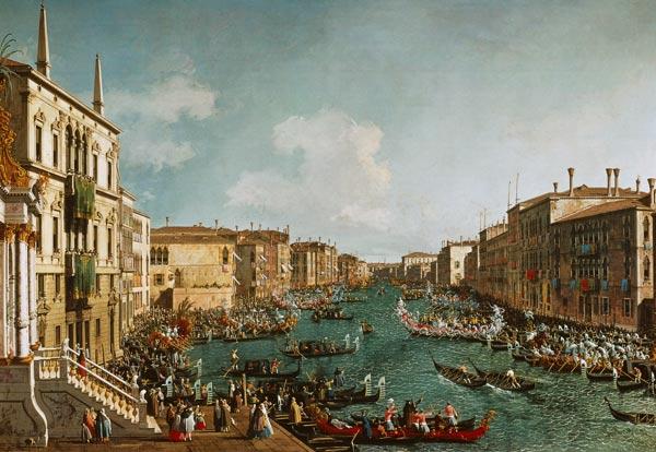 Regatta auf dem Canale Grande vor dem Palais Ca'Foscari.