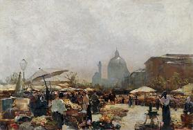 Wiener Naschmarkt mit Karlskirche 1894