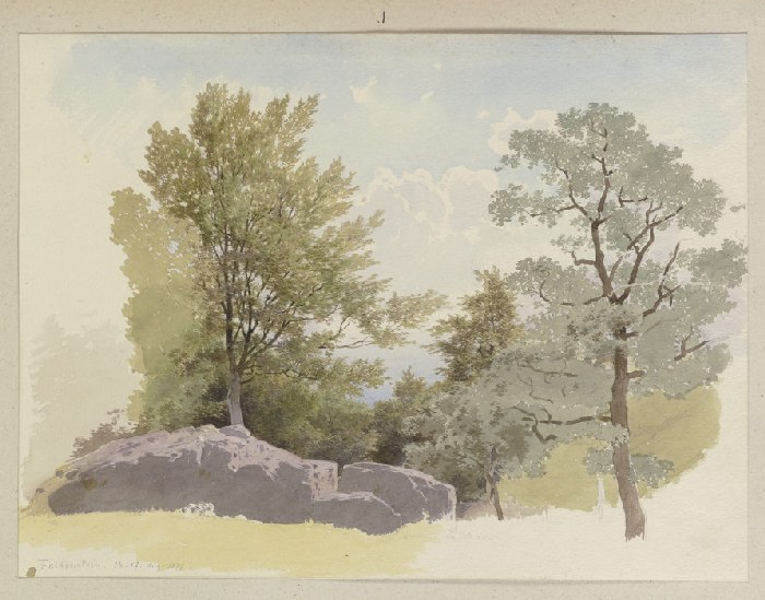 Felsblöcke zwischen Bäumen bei Falkenstein von Carl Theodor Reiffenstein