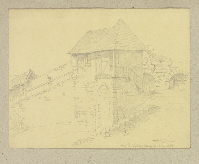 Mélac-Häuschen und Schenkelmauer auf Schloss Esslingen von Carl Theodor Reiffenstein